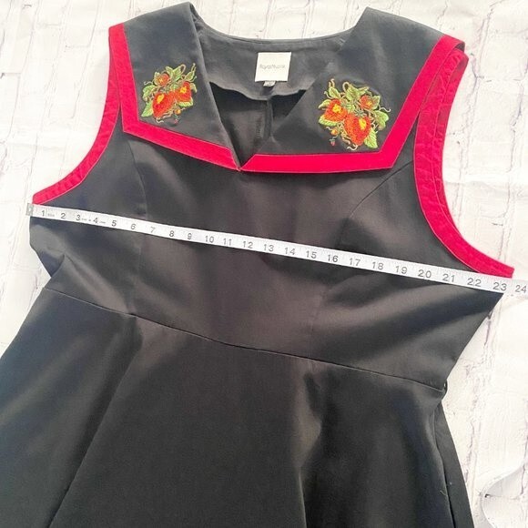 Royal Monk Black Red Strawberry Fields Collar Swing Sleeveless Dress No Belt 3X - Picture 7 of 11